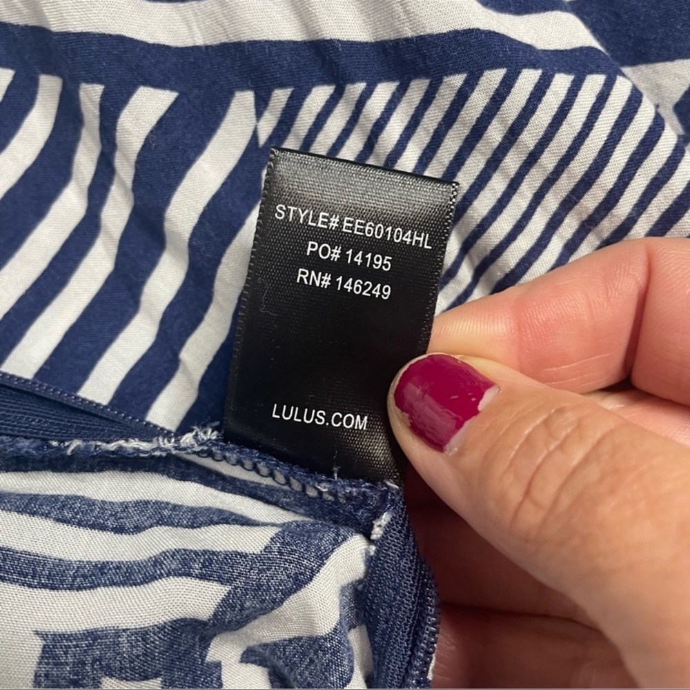 Lulu’s Isla Bonita Blue and White Print Maxi Long Skirt Slit High Waist XS - Picture 7 of 8
